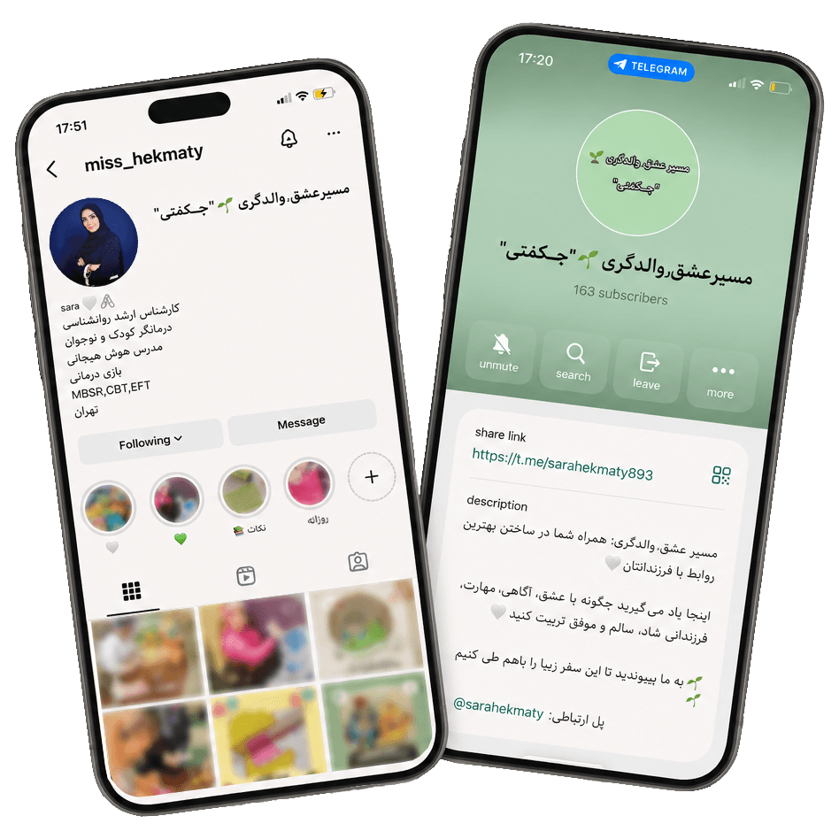 نمایش صفحات اینستاگرام و تلگرام سارا حکمتی روی تلفن همراه